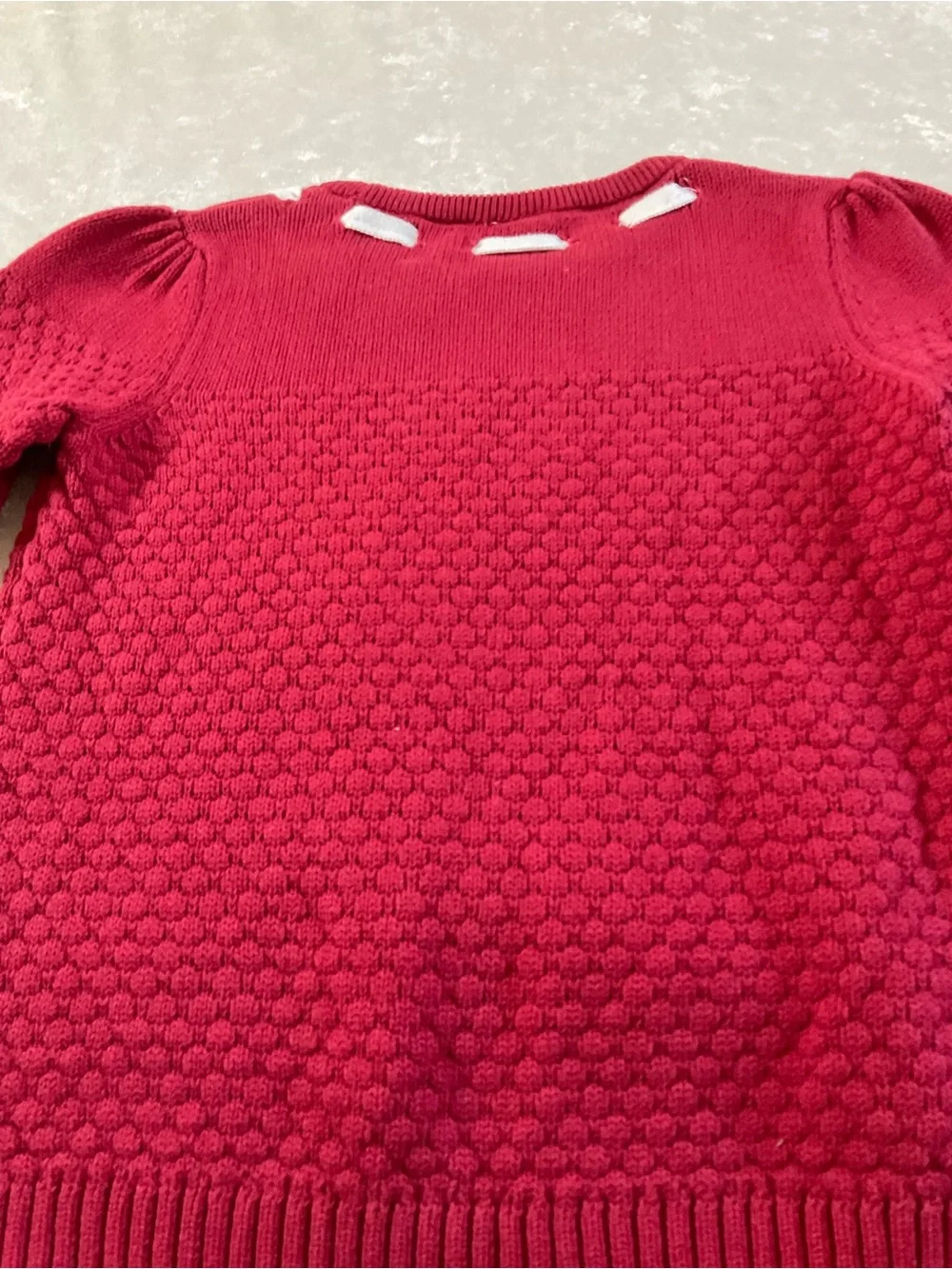Gymboree Red Knit Sweater with White Bow Trim Size 6